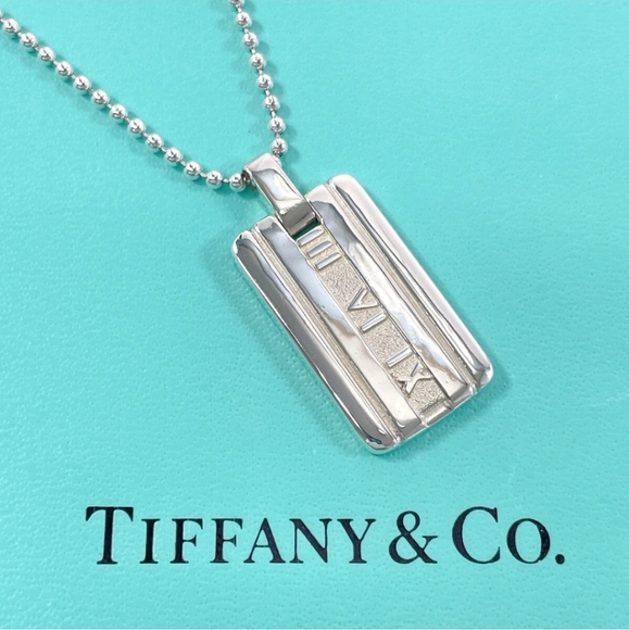Tiffany & Co. Silver Roman Numeral Pendant Necklace & Ball...
